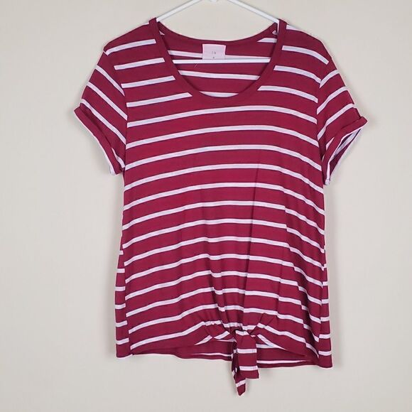 T.la Anthropologie Striped Front Tie Shirt - Picture 1 of 7